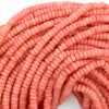 4mm pink coral heishi disc beads 15.5