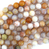 Natural Brown Cream Crazy Lace Agate Round Beads 15.5