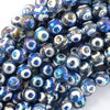 Mystic Titanium Faceted Blue Tibetan DZI Agate Round Beads 15