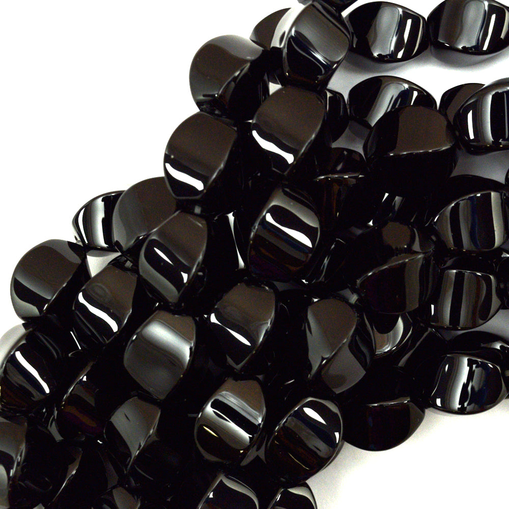 14mm black onyx twist beads 15.5" strand