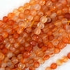 6mm natural faceted carnelian coin beads 15