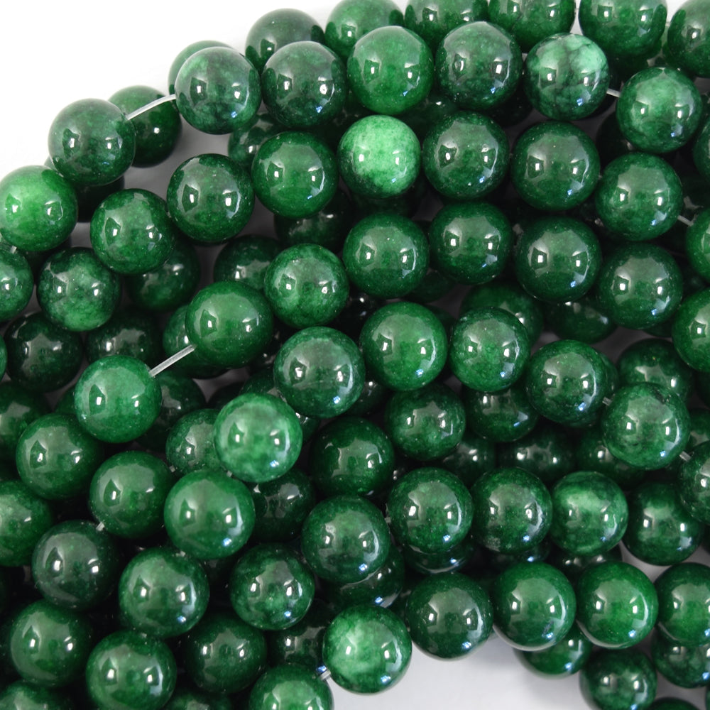 Korean Green Jade Round Beads Gemstone 14.75" Strand 6mm 8mm 10mm