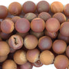 Matte Light Brown Druzy Agate Round Beads 15