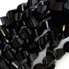 14mm faceted black onyx twist beads 15.5