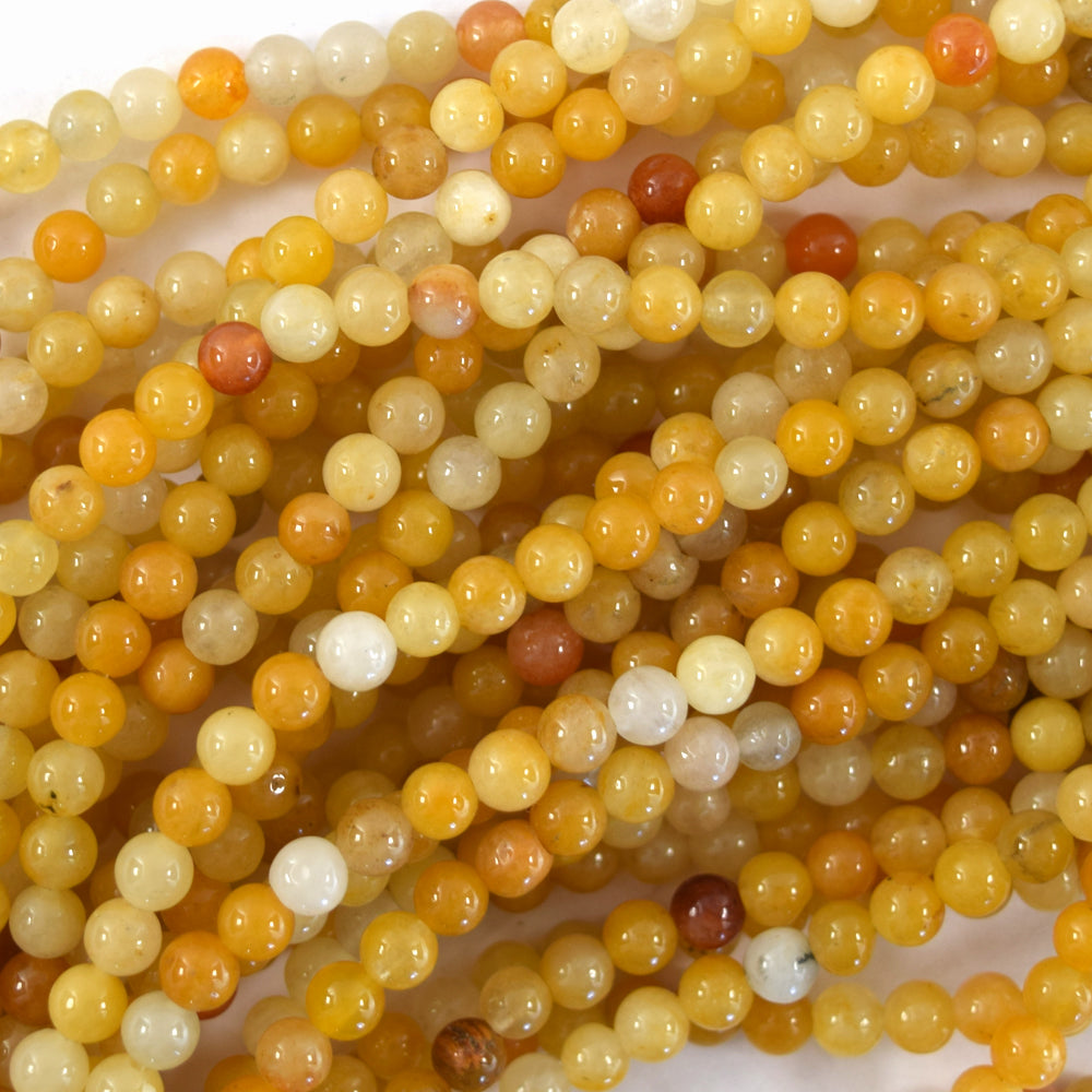 Natural Yellow Jade Round Beads Gemstone 15" Strand 4mm 6mm 8mm 10mm 12mm