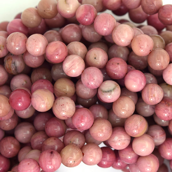 Natural Pink Rhodonite Round Beads Gemstone 15" Strand 4mm 6mm 8mm 10mm 12mm