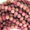 Natural Pink Rhodonite Round Beads Gemstone 15