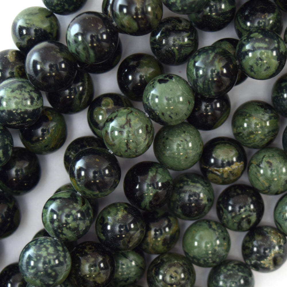 Natural Green Kambaba Jasper Round Beads 15" Strand 4mm 6mm 8mm 10mm 12mm