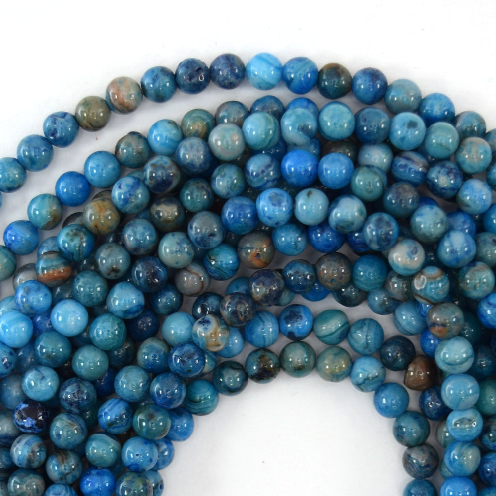 Blue Crazy Lace Agate Round Beads Gemstone 15.5" Strand 4mm 6mm 8mm 10mm