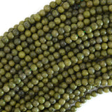 Natural Green Epidote Pyrite Inclusion Round Beads 15.5
