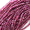 3mm natural faceted pink tourmaline round beads 15.5