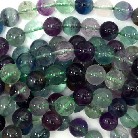 Natural Purple Fluorite Round Beads Gemstone 15" Strand 6mm 8mm 10mm S2