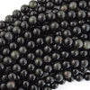 Natural Rainbow Black Obsidian Round Beads 15