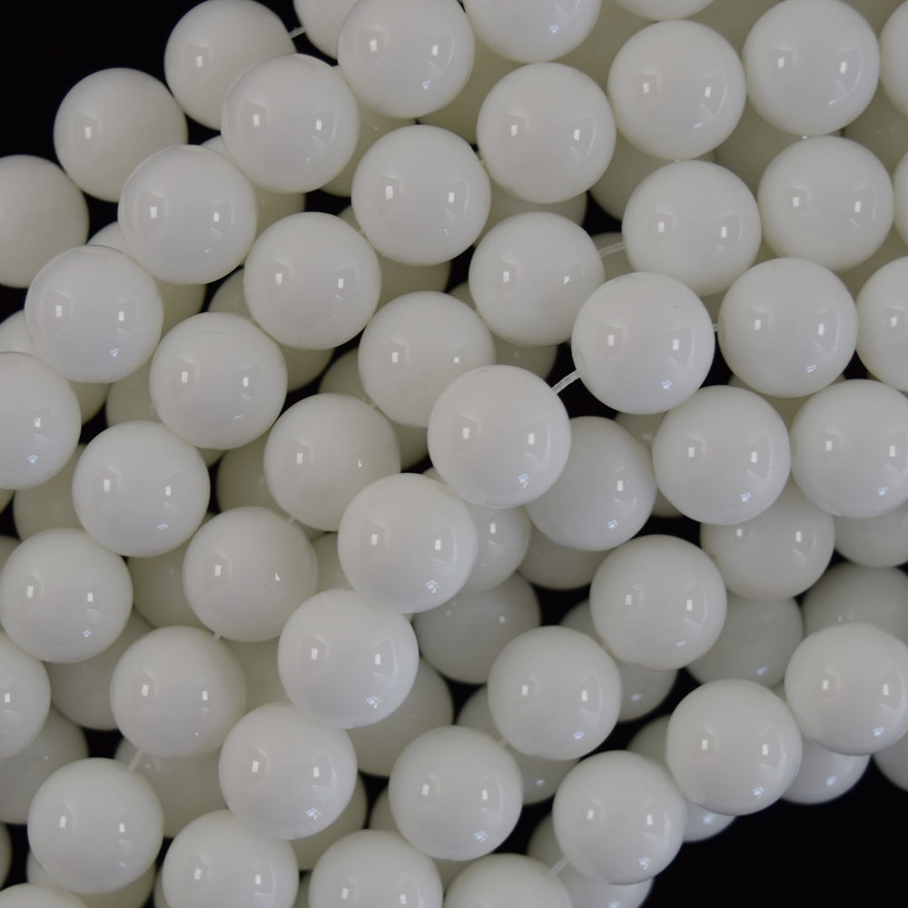 White Jade Round Beads Gemstone 15" Strand 4mm 6mm 8mm 10mm 12mm