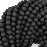 Matte Faceted Black Onyx Round Beads Gemstone 15