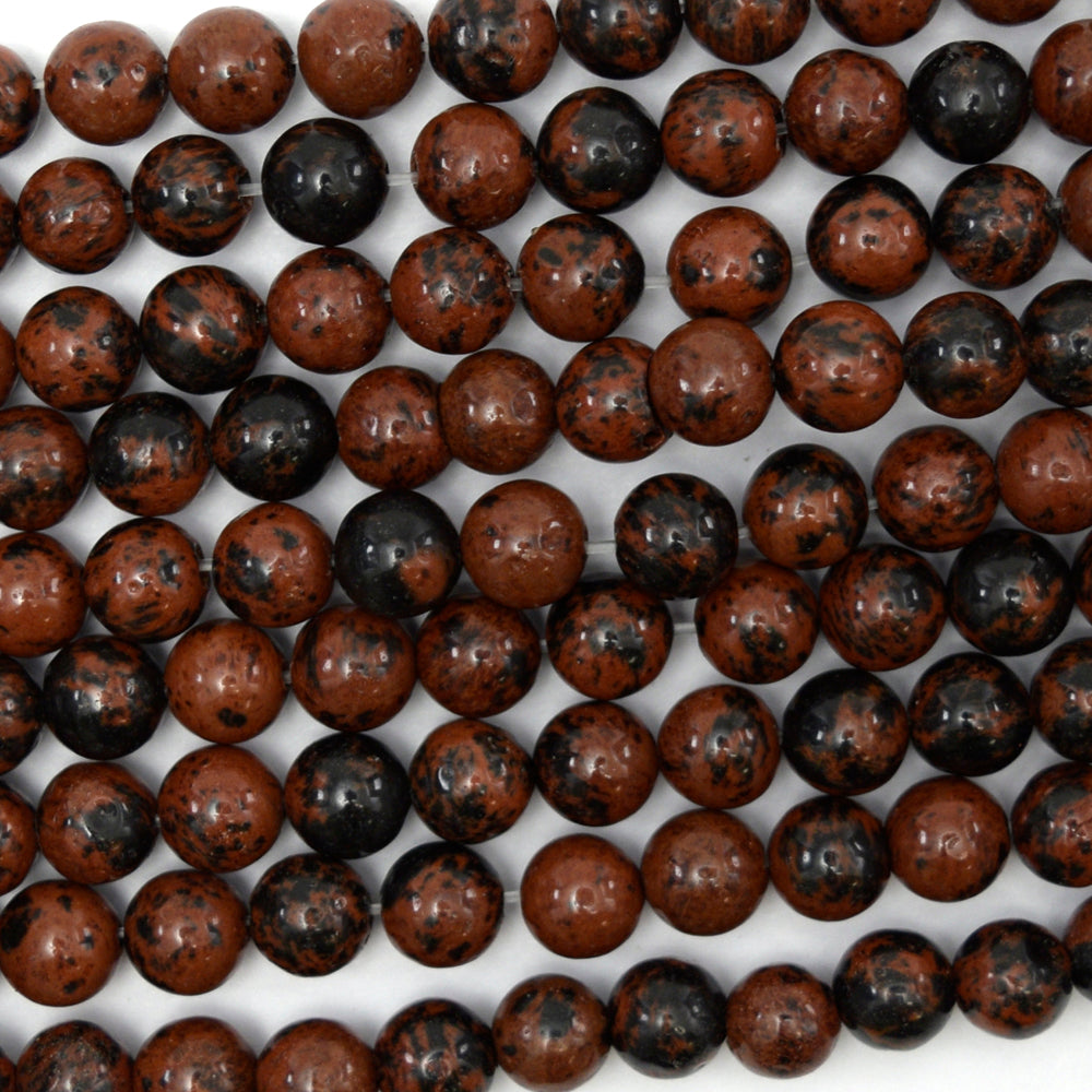 Natural Brown Mahogany Obsidian Round Beads 15" Strand 4mm 6mm 8mm 10mm 12mm