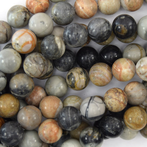 Natural Faceted Picture Jasper Round Beads 15" Strand 4mm 6mm 8mm 10mm 12mm