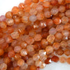 Natural Star Cut Faceted Carnelian Round Beads Gemstone 15