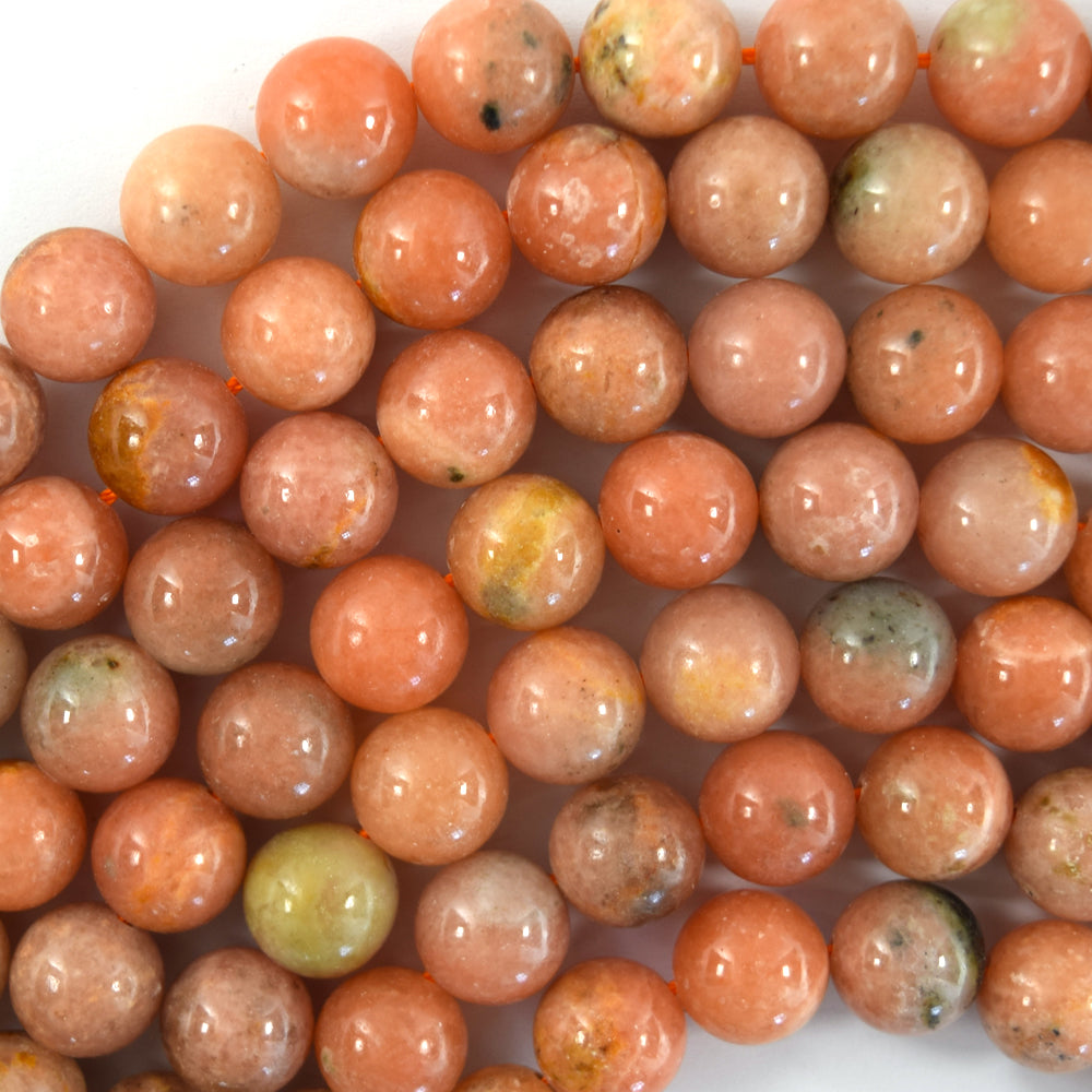 Natural Peach Orange Calcite Round Beads 15.5" Strand 6mm 8mm 10mm 12mm S2