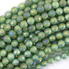 Mystic Titanium Faceted Green Aventurine Round Beads 15
