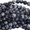 Natural Black Snowflake Obsidian Round Beads 15