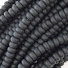 Matte Black Onyx Rondelle Button Beads Gemstone 15.5