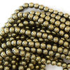 Pyrite Colored Hematite Round Beads Gemstone 15.5