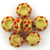 5 11mm gold plated rhinestone rondelle beads red findings