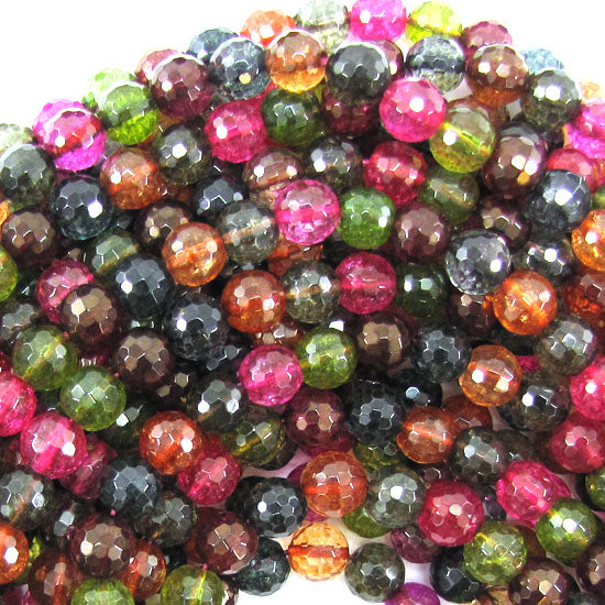 Faceted Watermelon Tourmaline Quartz Round Beads Gemstone 15.5" 4mm 6mm 8mm 10mm