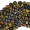 Natural Gold Brown Blue Pietersite Round Beads 15.5