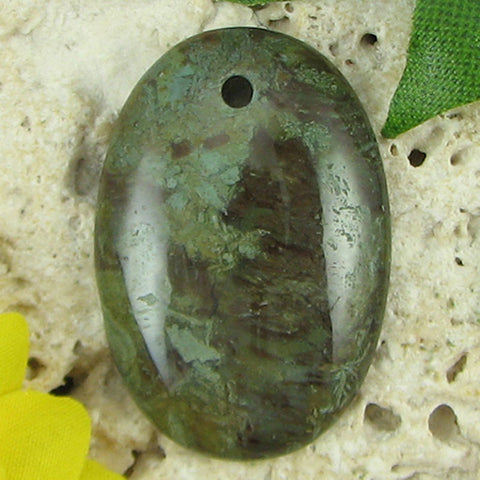 53x48mm moss agate carved dolphin pendant bead 1 pc