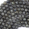 Natural Faceted Gray Labradorite Round Beads 15