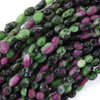 6mm - 8mm natural ruby zoisite pebble nugget beads 15.5