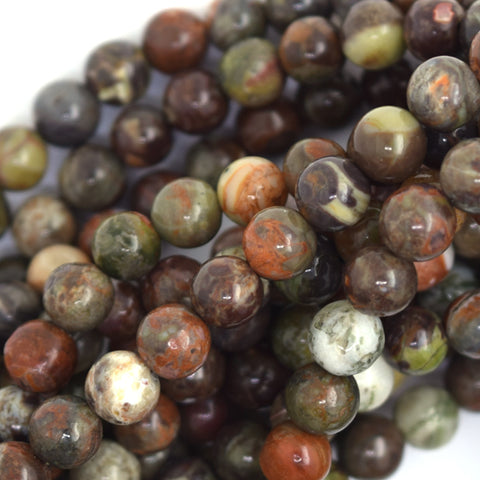 10mm faceted petrified wood agate round beads 15" strand S1