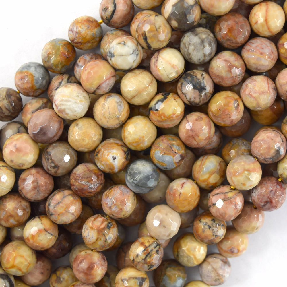 Natural Faceted Venus Jasper Round Beads Gemstone 15" Strand 6mm 8mm 10mm