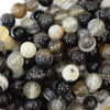 8mm black white sardonyx round beads 15.5