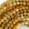 Natural Star Cut Faceted Yellow Jade Round Beads 15
