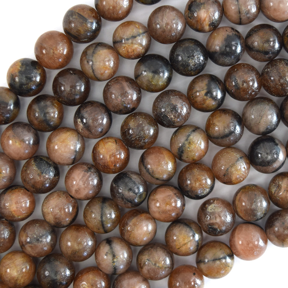 Natural Genuine Chiastolite Round Beads 15.5" Strand 4mm 6mm 8mm 10mm 12mm