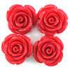 24mm synthetic coral carved rose flower beads 15