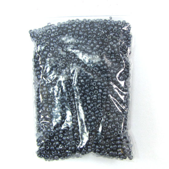 2mm glass seed beads dark grey 1.6oz