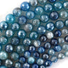 Mystic Titanium Faceted Blue Stripe Agate Round Beads 15