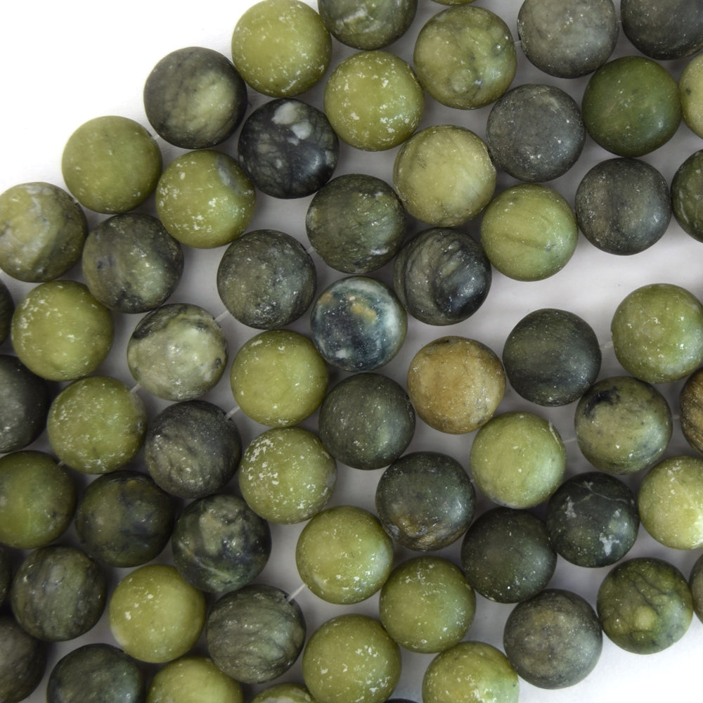 Natural Matte Green Taiwan Jade Round Beads 14.5" Strand 4mm 6mm 8mm 10mm 12mm