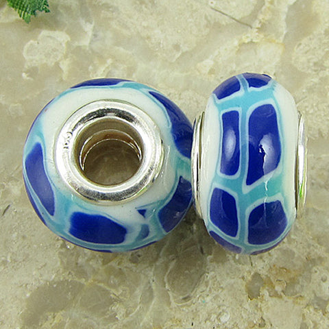 2 silver plated lampwork glass beads fit 1095 findings