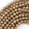 Mystic Titanium Faceted Sunstone Round Beads 15.5