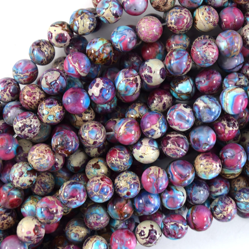 Galaxy Purple Blue Sea Sediment Jasper Round Beads 15.5" 4mm 6mm 8mm 10mm S2