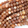 8mm matte orange red druzy agate round beads 15