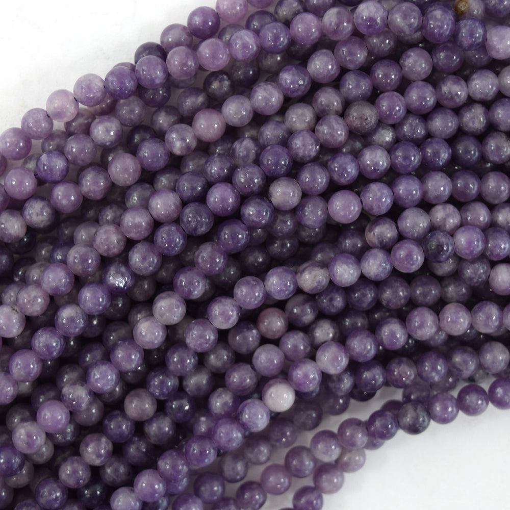 Natural Purple Lepidolite Round Beads 15" Strand 4mm 6mm 8mm 10mm 12mm S1