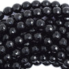 Faceted Black Onyx Round Beads Gemstone 15