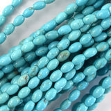 Blue Turquoise Rice Beads Gemstone 15.5
