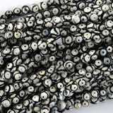 Black White Tibetan DZI Agate Round Beads 15